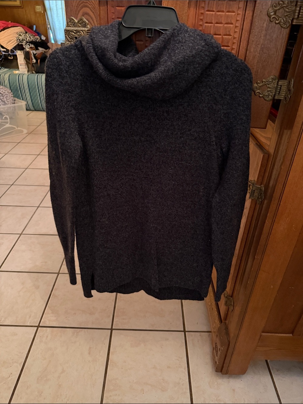 DKNY Jeans Dark Charcoal Cowl Neck Sweater